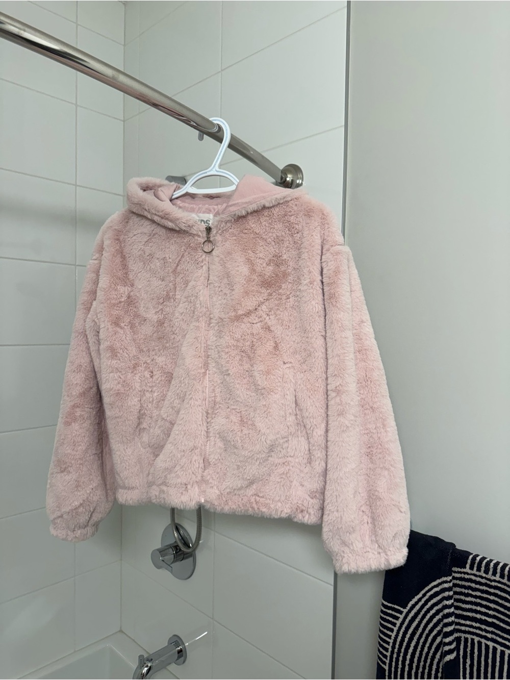 Children’s Plush Hooded Pink Faux-Fur Jacket (pig costume)
